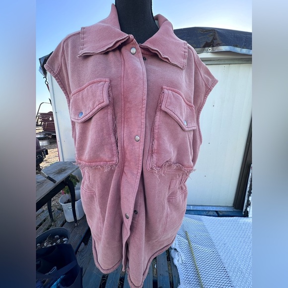 NEW FREE PEOPLE MAUVE/CINNARER Sleeveless Button-Up UTILITY Vest  size 2/28 - Picture 2 of 10